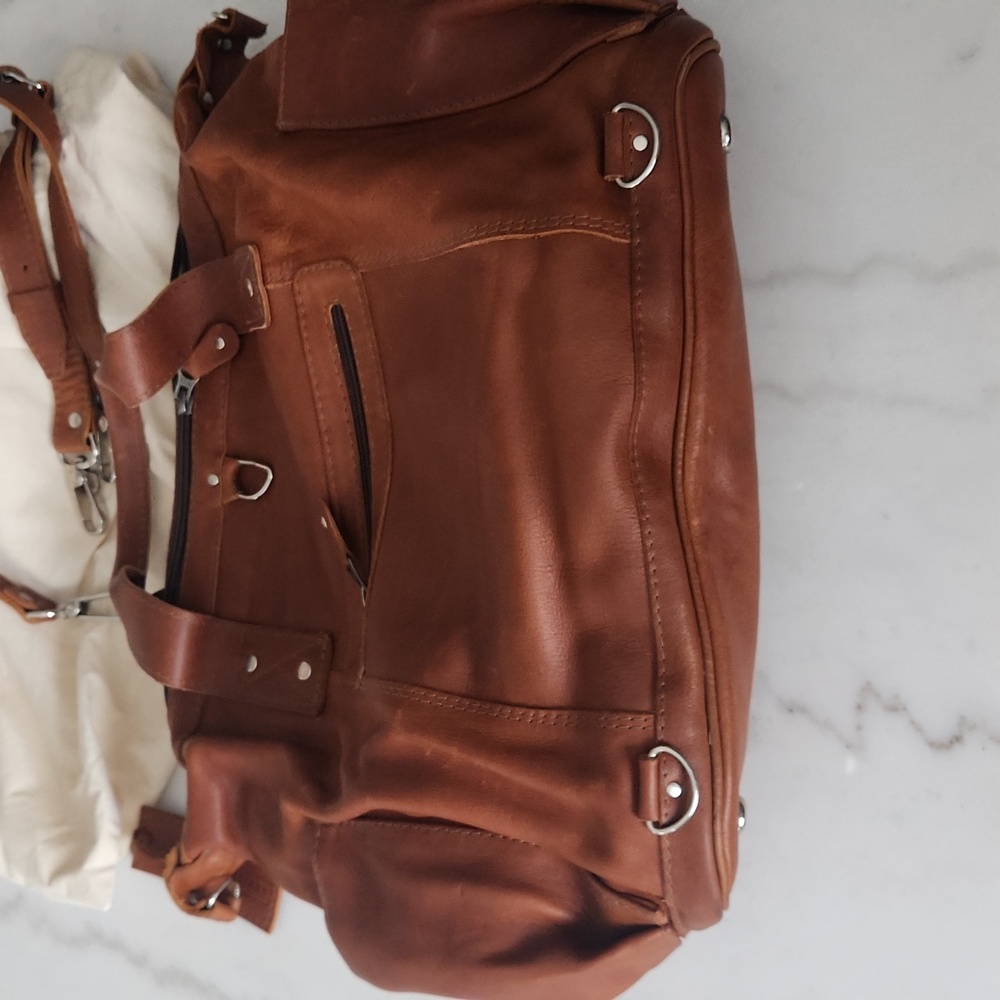 Nena & Co. Brown Leather Bag with Colorful Embroidery - Picture 2 of 12